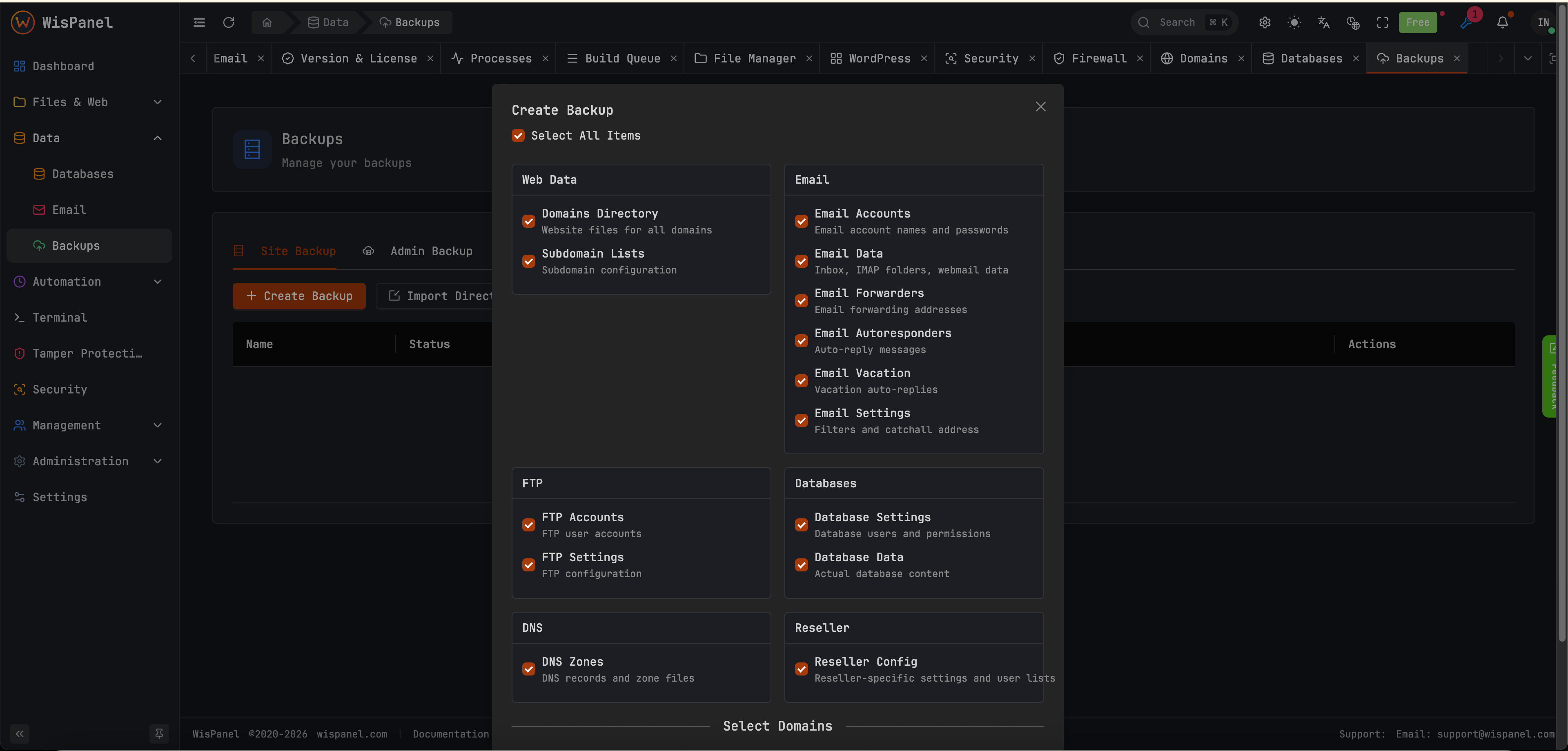Automated backup & restore - Dark mode