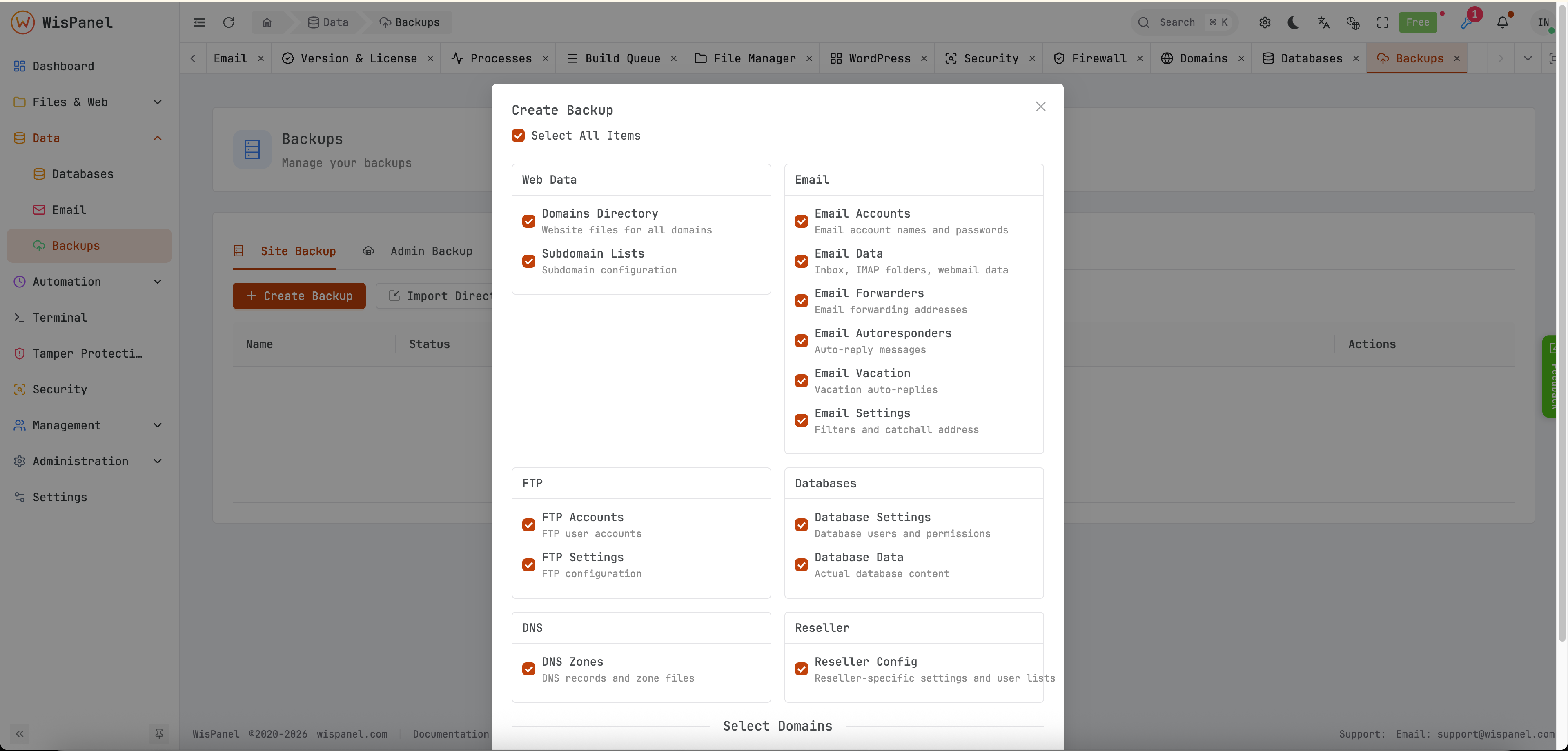 Automated backup & restore - Light mode