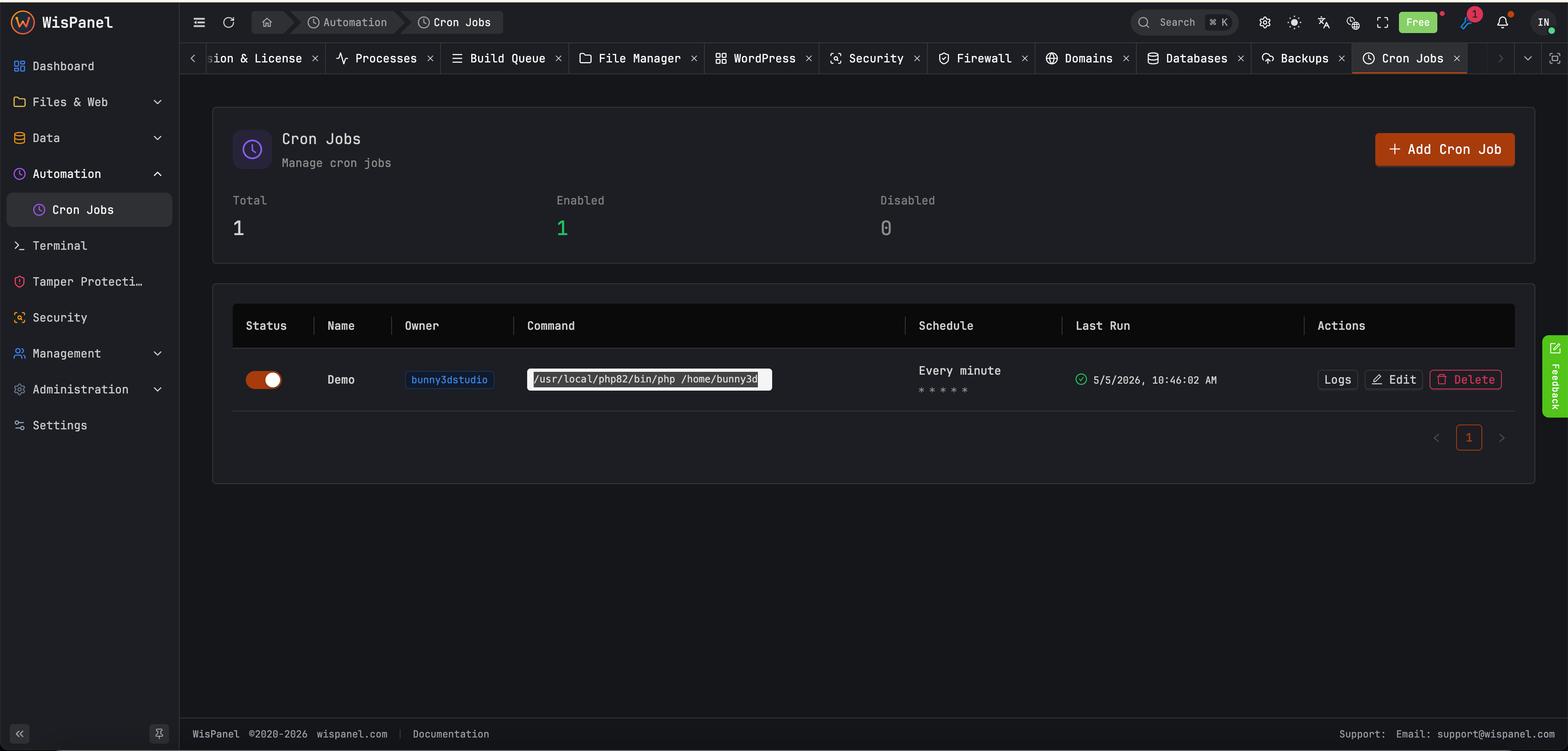 Scheduled task management - Dark mode