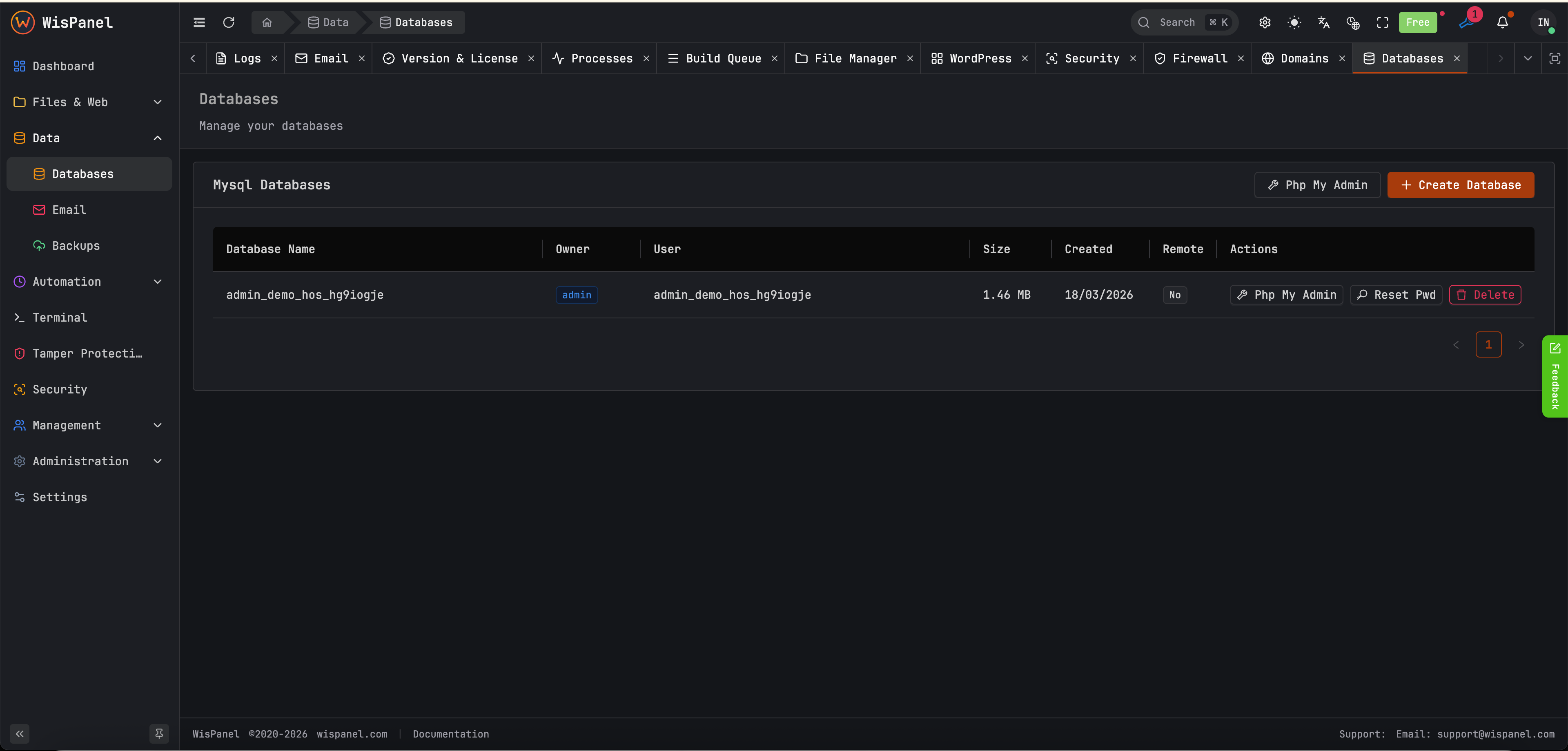 Database management made easy - Dark mode