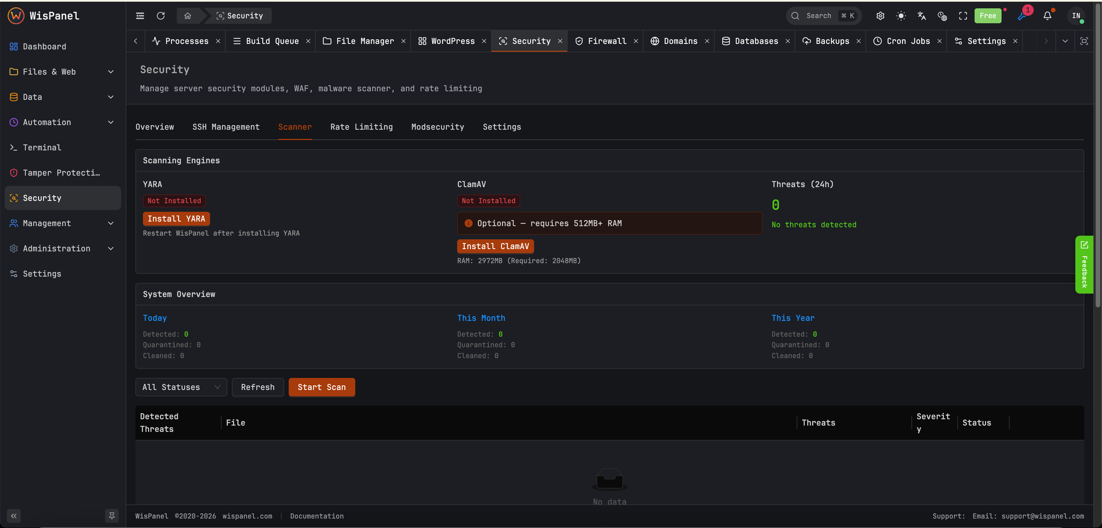 Real-time malware detection - Dark mode