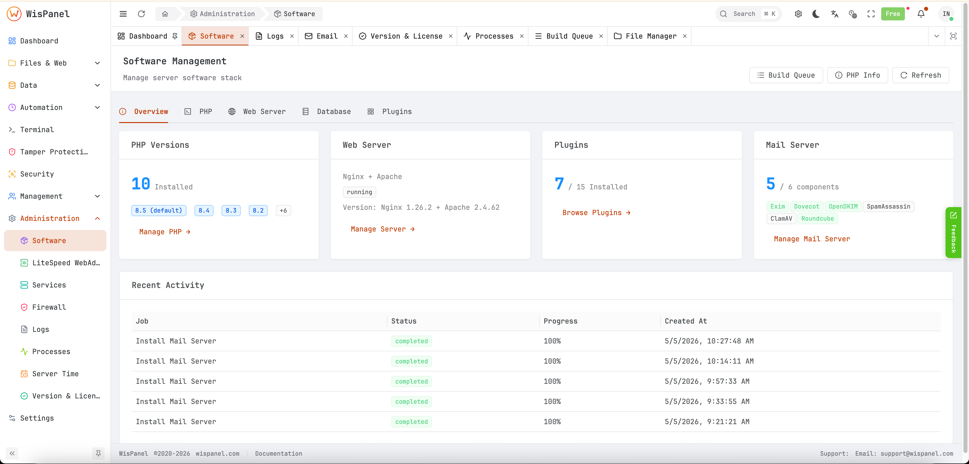 Multi-WebServer for free controll panel VPS - Light mode